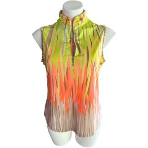 Jamie Sadock Neon Green and Orange Sleeveless Blouse